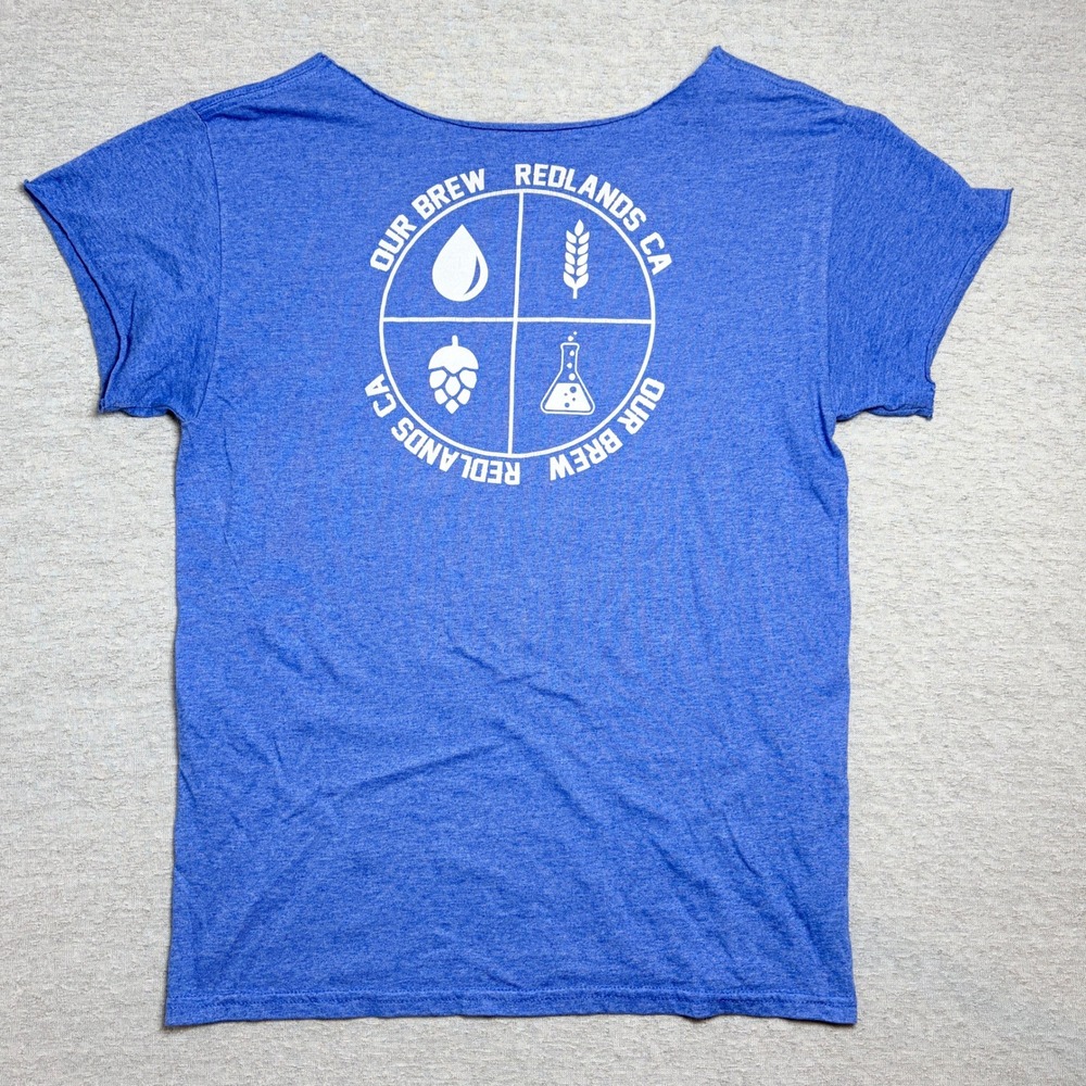 Our Brew Redlands CA Womens Tshirt Medium Blue Graphic Brewery Craft Beer